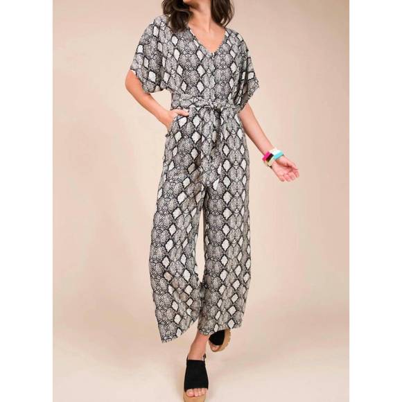 NEW UNCLE FRANK cropped jumpsuit in snakeskin - Picture 1 of 5